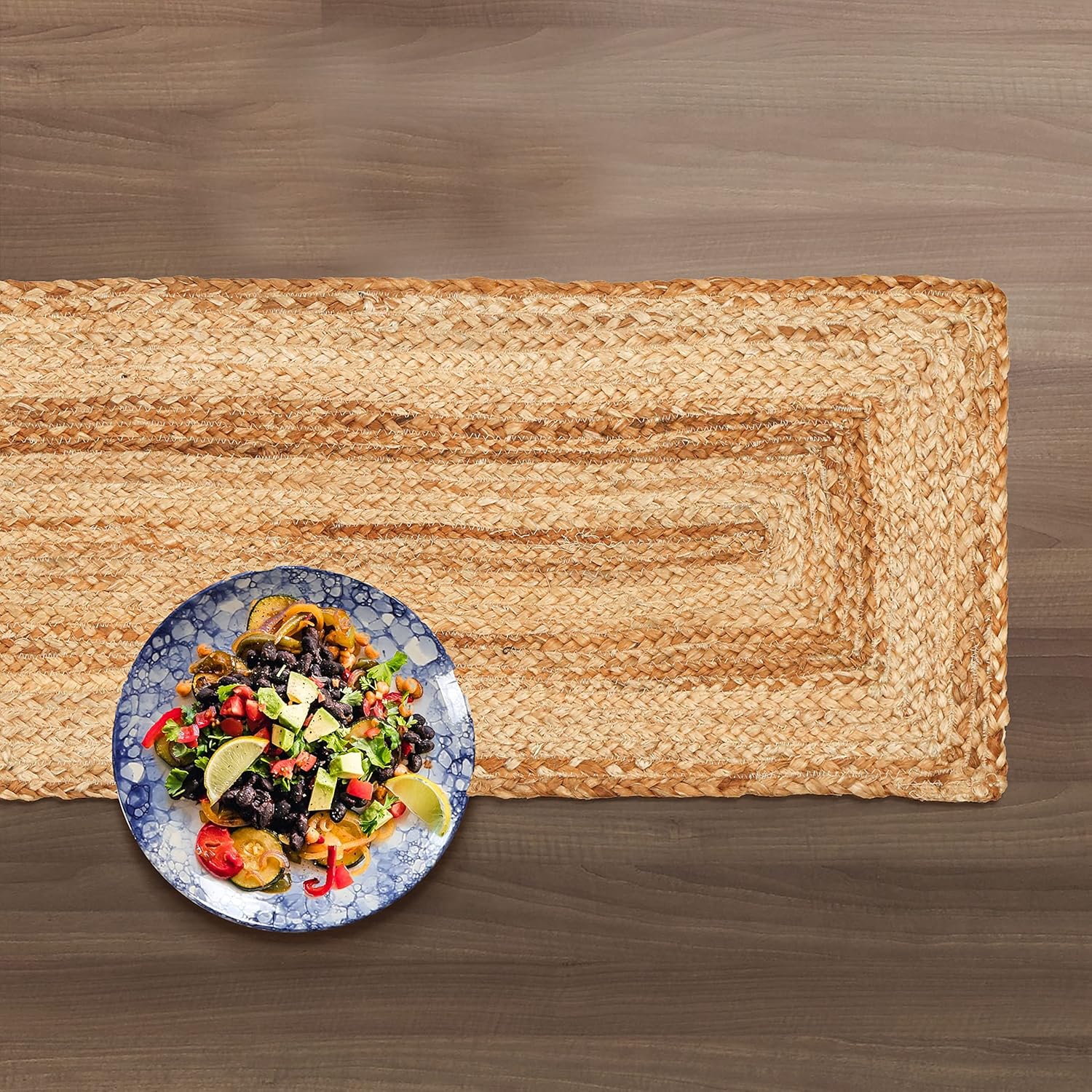 Light & Pro Reversible Jute Braided Table Runner, Farmhouse Jute Burlap
