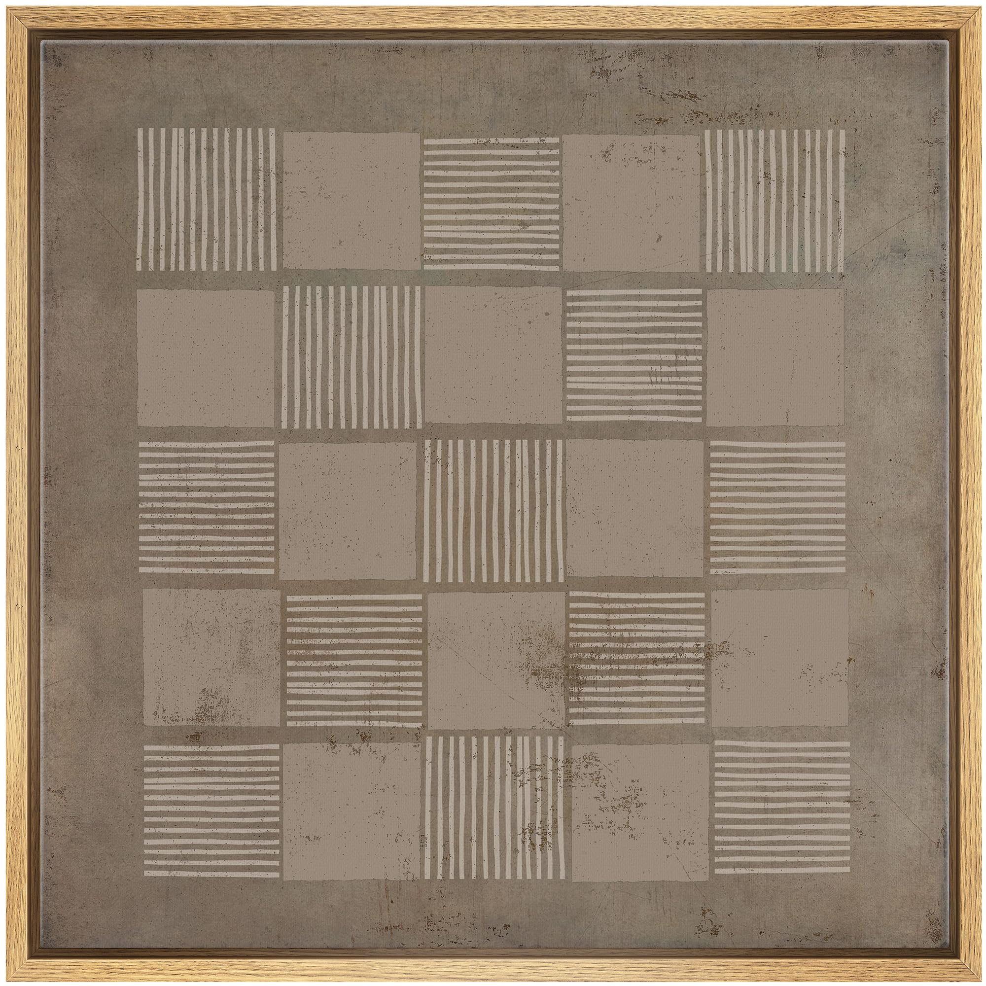 SIGNWIN Framed Canvas Print Wall Art Geometric Square Line Grunge Pattern Abstract Shapes Illustration Modern Art Decorative Boho Relax/Zen Nordic for