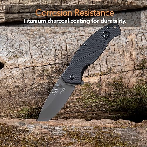 Miniatura 7 de ETEK1051 ETE EDC Workhorse 3.2" Combo Abridor asistido, cuchillo de mango G-10