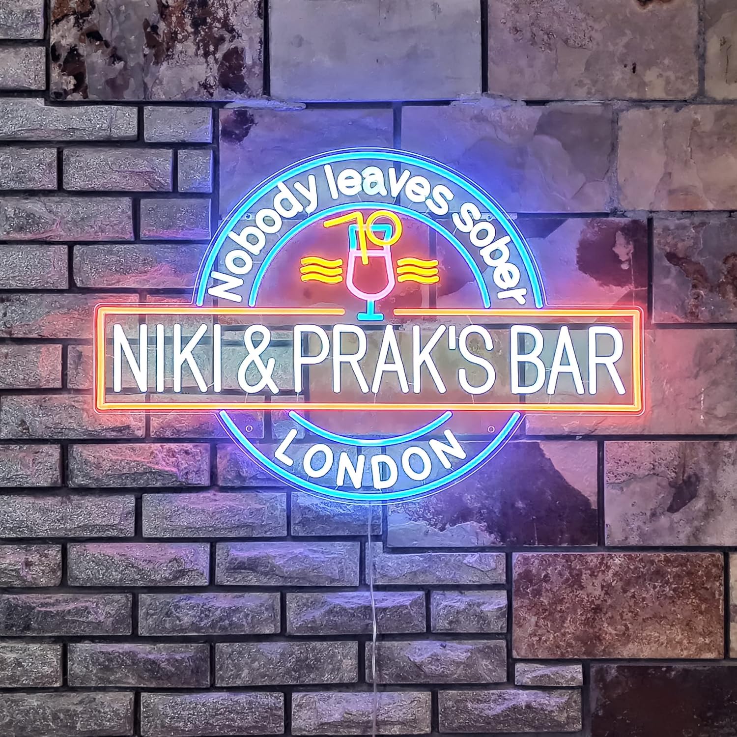 Custom LED Flex Neon Sign Highlight Center Name Home Bar Man Cave