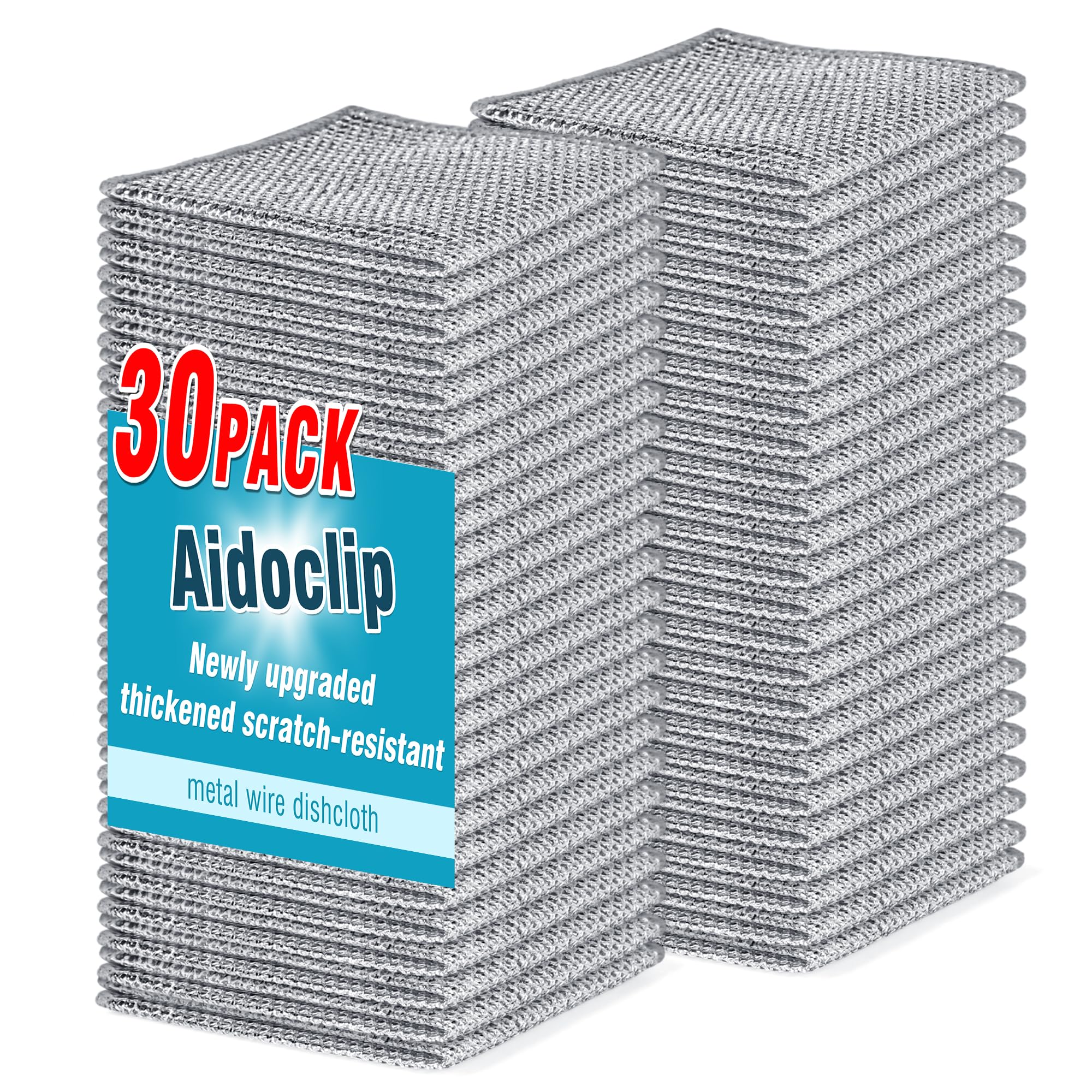 30PCS Non Scratch Wire Dishcloth Steel Wool Scrubber Scrub Pads - Kitchen Dishwashing Rag Sets Bathroom Home Essentials Towels Cleaning Pads Supplies,For Dishes Sinks,Stove Top Dish Cloths Gadgets