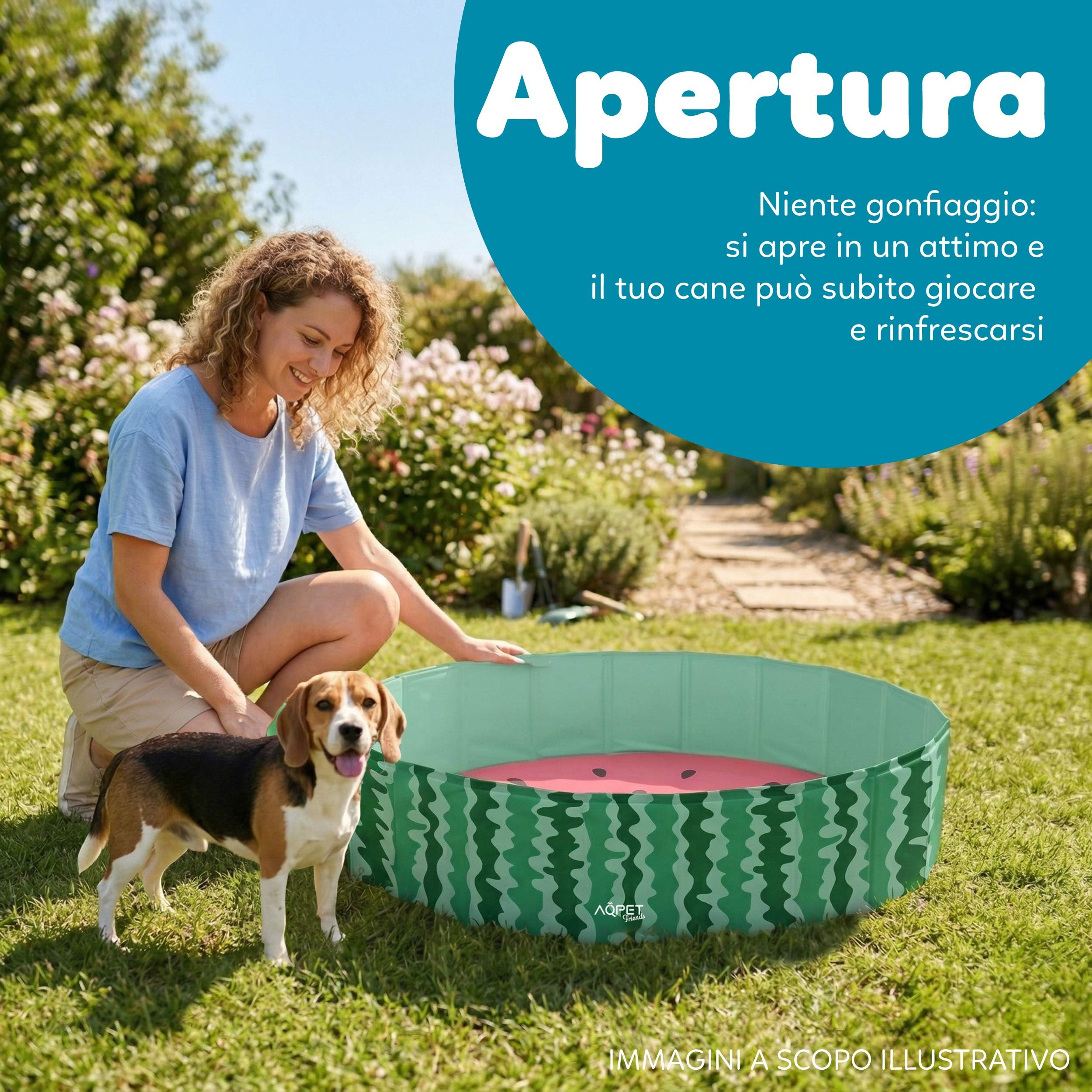AQPET AqpetFriends - Piscina de plástico para Perros y Mascotas, Plegable, 120 x 30 cm, diseño de Frutas