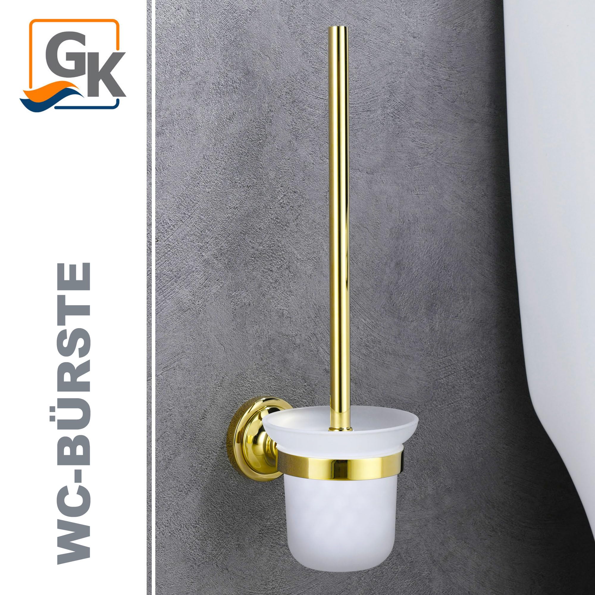 Hochwertige WC-Bürste mit Halter in Gold