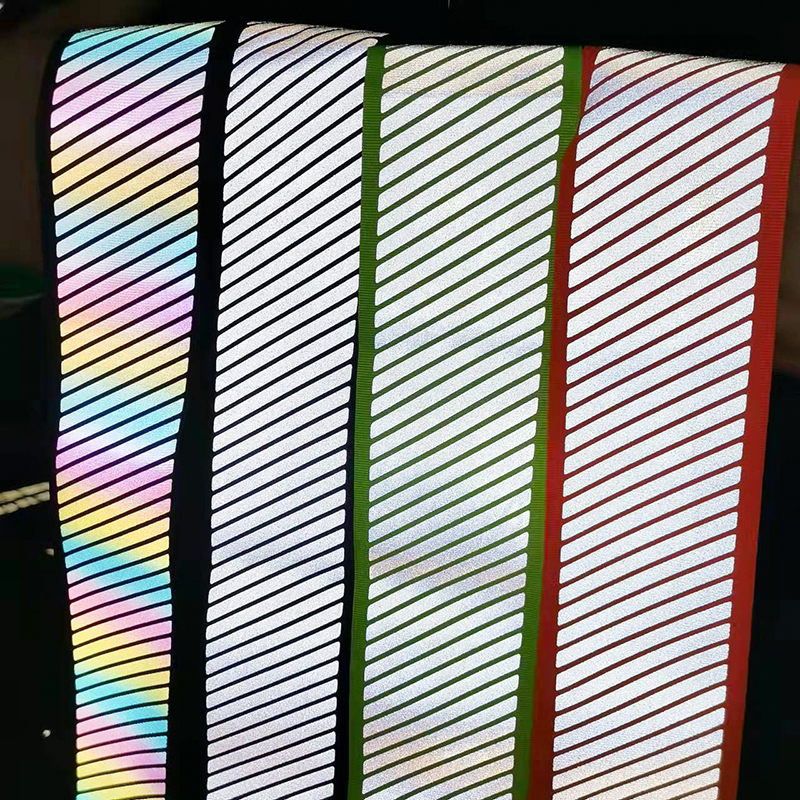 High Visibility Reflective Fabric Stripe Webbing Ribbon Sew On for Clothing 2" x 16.5ft W02 (Black)