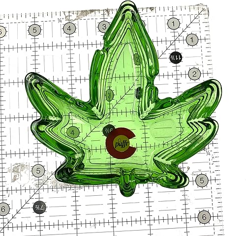 Miniatura 6 de Cenicero Hoja de Hierba Colorado Puffr Vidrio Verde 5"