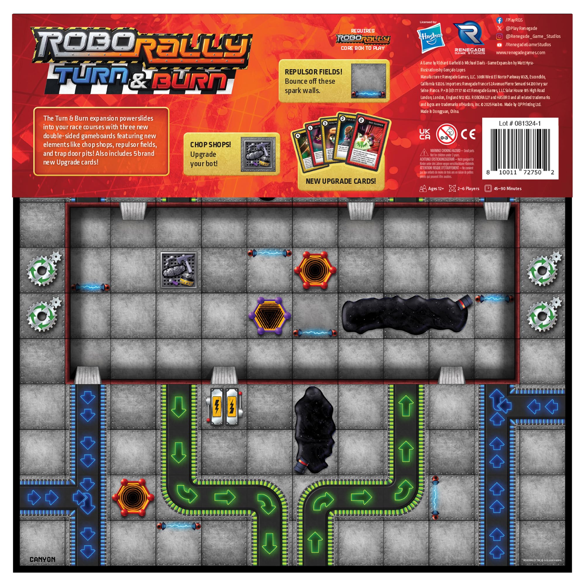 Renegade Game Studios Robo Rally Turn & Burn Expansion, Strategiczna gra wyścigowa, 2–6 graczy, 45–90 minut, Wiek 12+