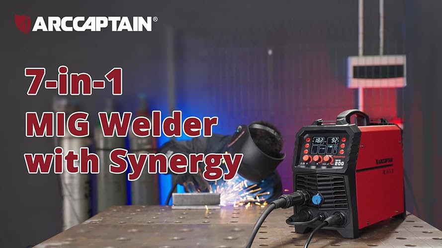 Bild 6 - ARCCAPTAIN MIG MAG Schweißgerät 200 Ampere, 7 in 1 vollsynergisches Schweißgerät FLUX Fülldraht/MAG/MIG Schutzgas Schweißgerät/MMA/Lift TIG/Unterstützung Spool Gun/Punktschweißen, IGBT Inverter230V