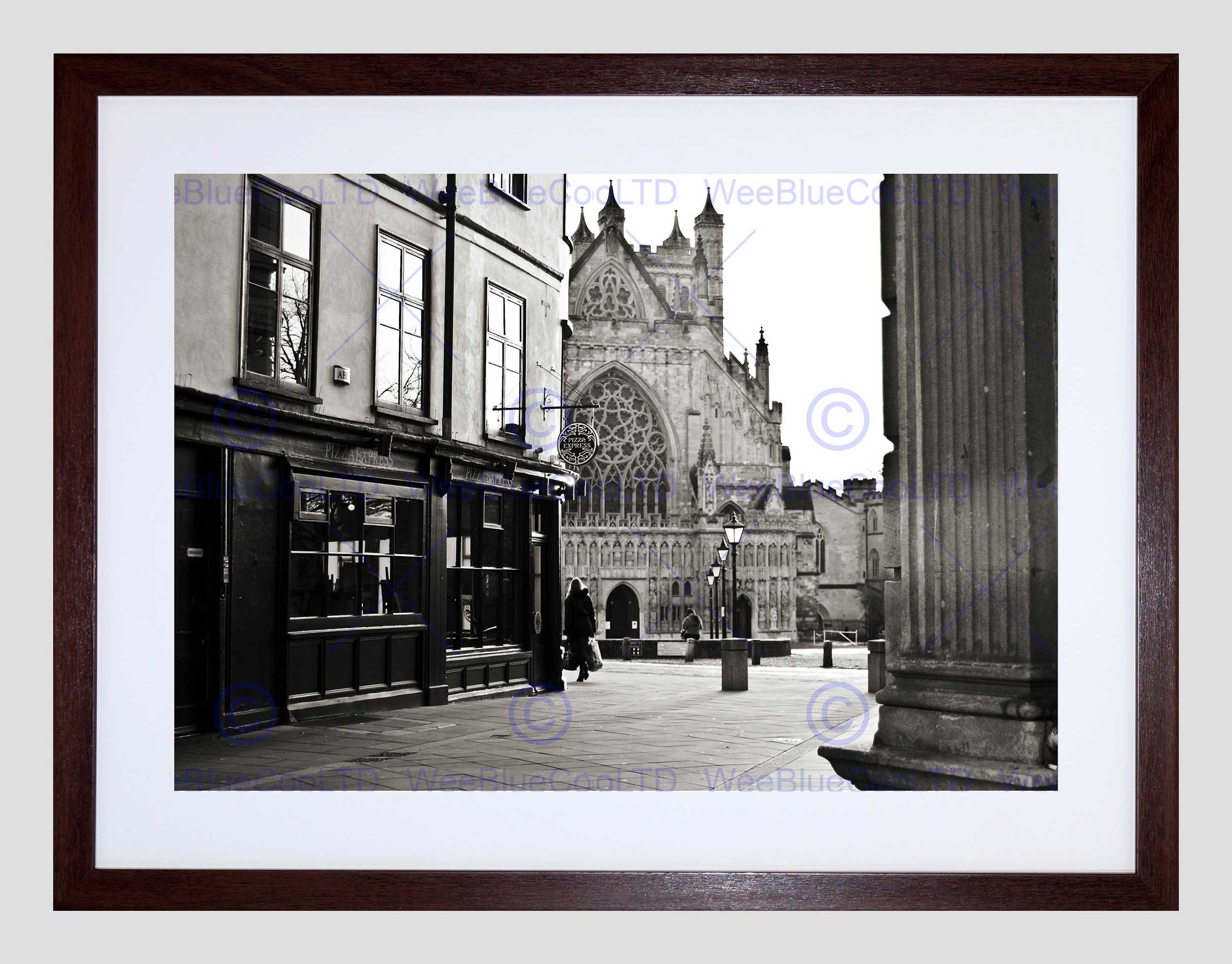Wee Blue Coo Photo Cityscape Exeter Devon England Cathedral Alley Framed Wall Art Print