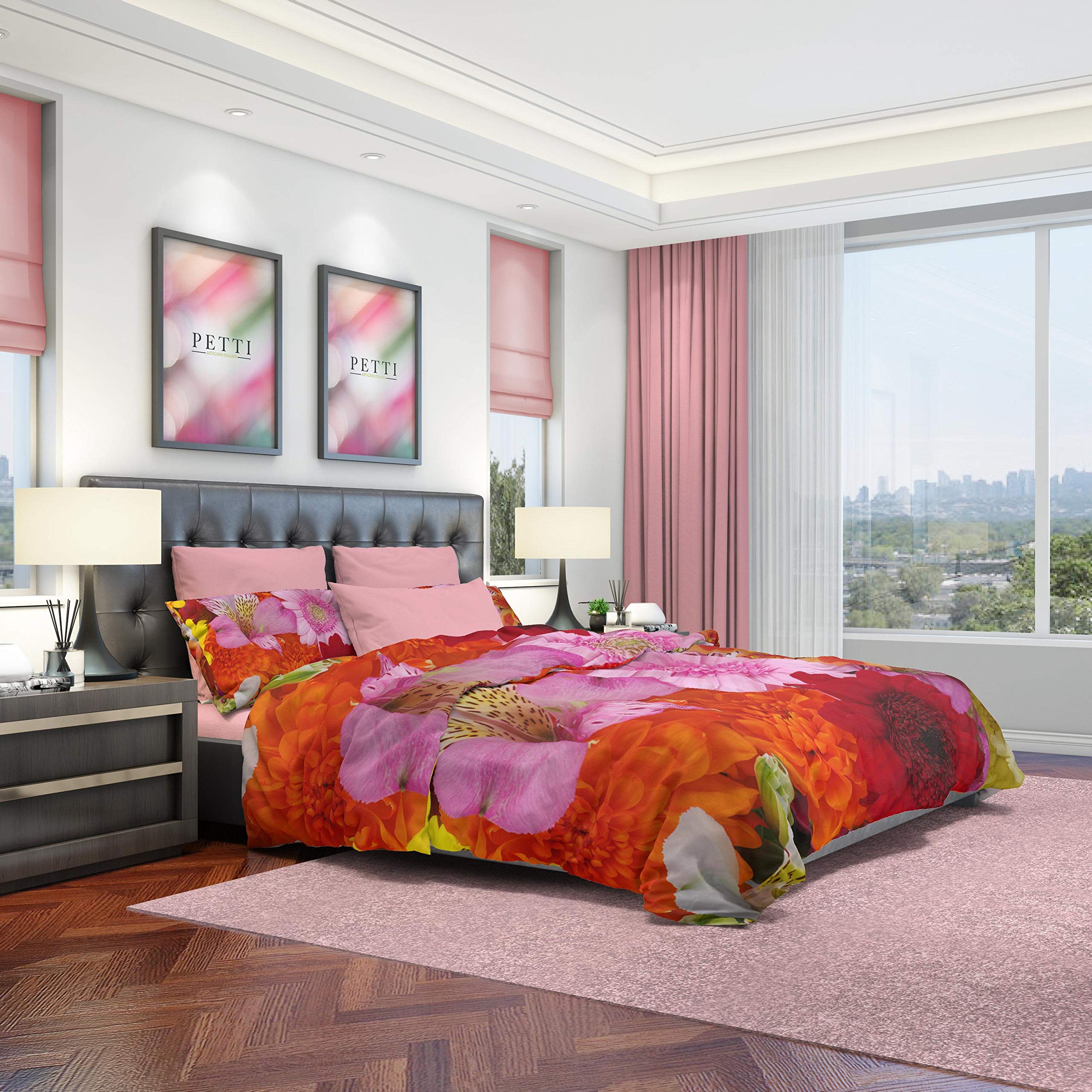PETTI Artigiani Italiani Duvet Cover, Bedding Set, Satin, 100% Made in Italy, Tropical Village, Super King (250x200 cm) - Image 2