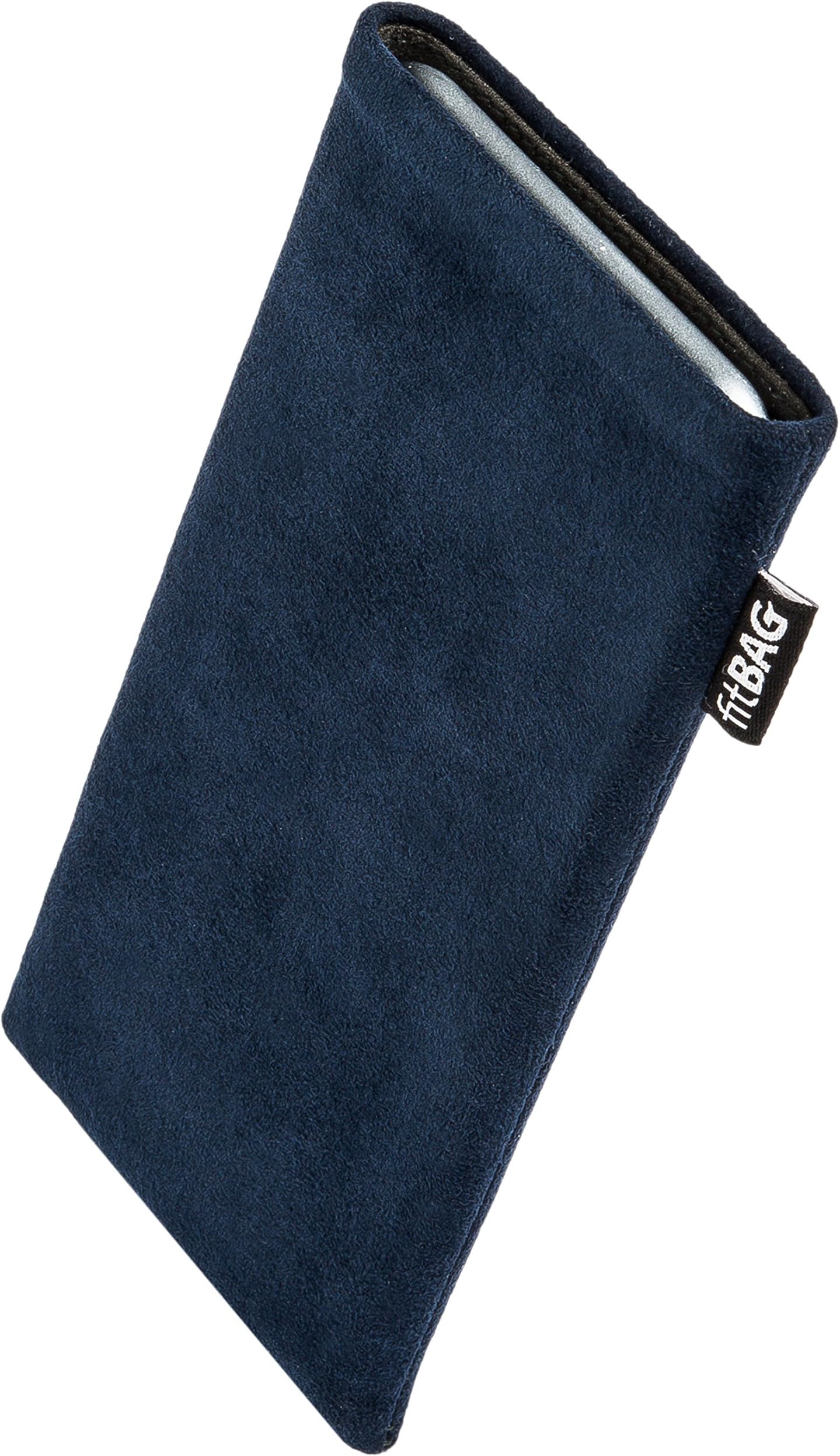 fitBAG Classic Blue Custom Tailored Sleeve for Nokia 6103. Genuine Alcantara Pouch with Integrated Microfibre Lining for Display Cleaning