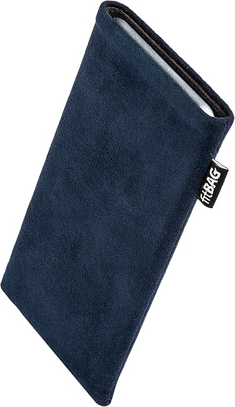 fitBAG Classic Blue Custom Tailored Sleeve for Oppo Find X3 Neo | Made in Germany | Genuine Alcantara Pouch case Cover with Microfibre Lining for Display Cleaning