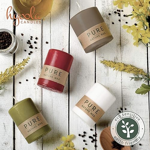 Miniatura 6 de HYOOLA Velas de pilar naturales puras, hechas de cera 100% natural, sin parafina, 2.3 x 5 pulgadas, velas de pilar verdes, paquete de 4