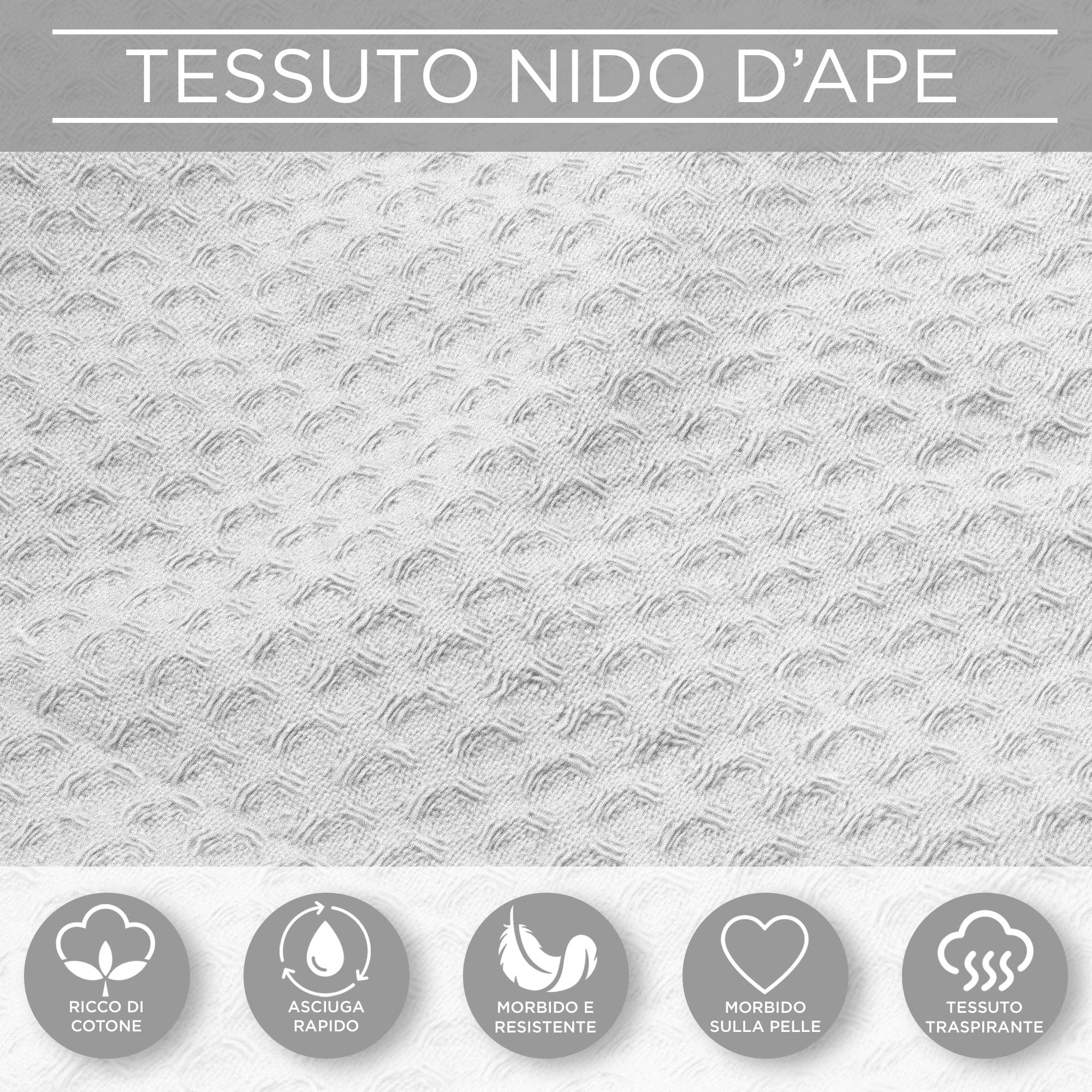 Albornoz Nido de Abeja Unisex Hombre Mujer de algodón con Capucha, Bolsillos y Cinturón – Ligero, Absorbente, Transpirable – Ideal para Casa, SPA, Piscina, Gimnasio y Viajes