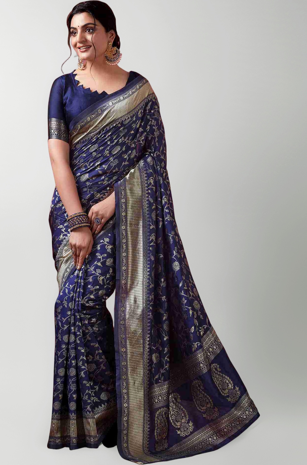 Sugathari Women's Banarasi Saree Pure Kanjivaram Silk Saree Soft new ladies 2023 Design Wear Pattu Sarees Latest Party Sari collections With Blouse Piece for Wedding sadi (SAN PARI-182 DARK GREEN)