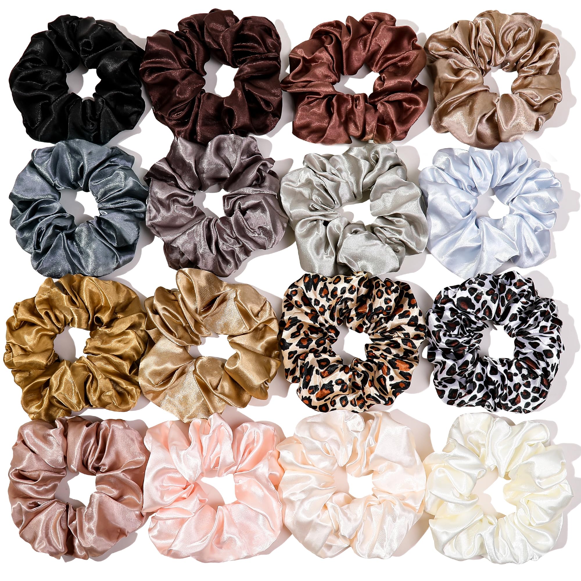 NEW Satin No Damage Hair Scrunchie Set - 16 Assorted Colors Amazon.com : 16 Scrunchies for Women - Satin Hair Ties and  main image 3
