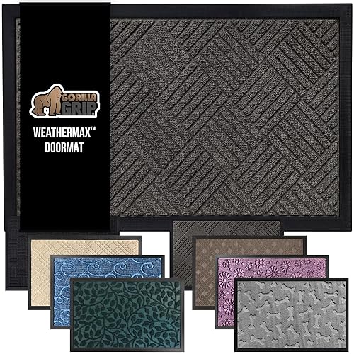 GORILLA GRIP 100% Waterproof All-Season WeatherMax Doormat US Designed Natural