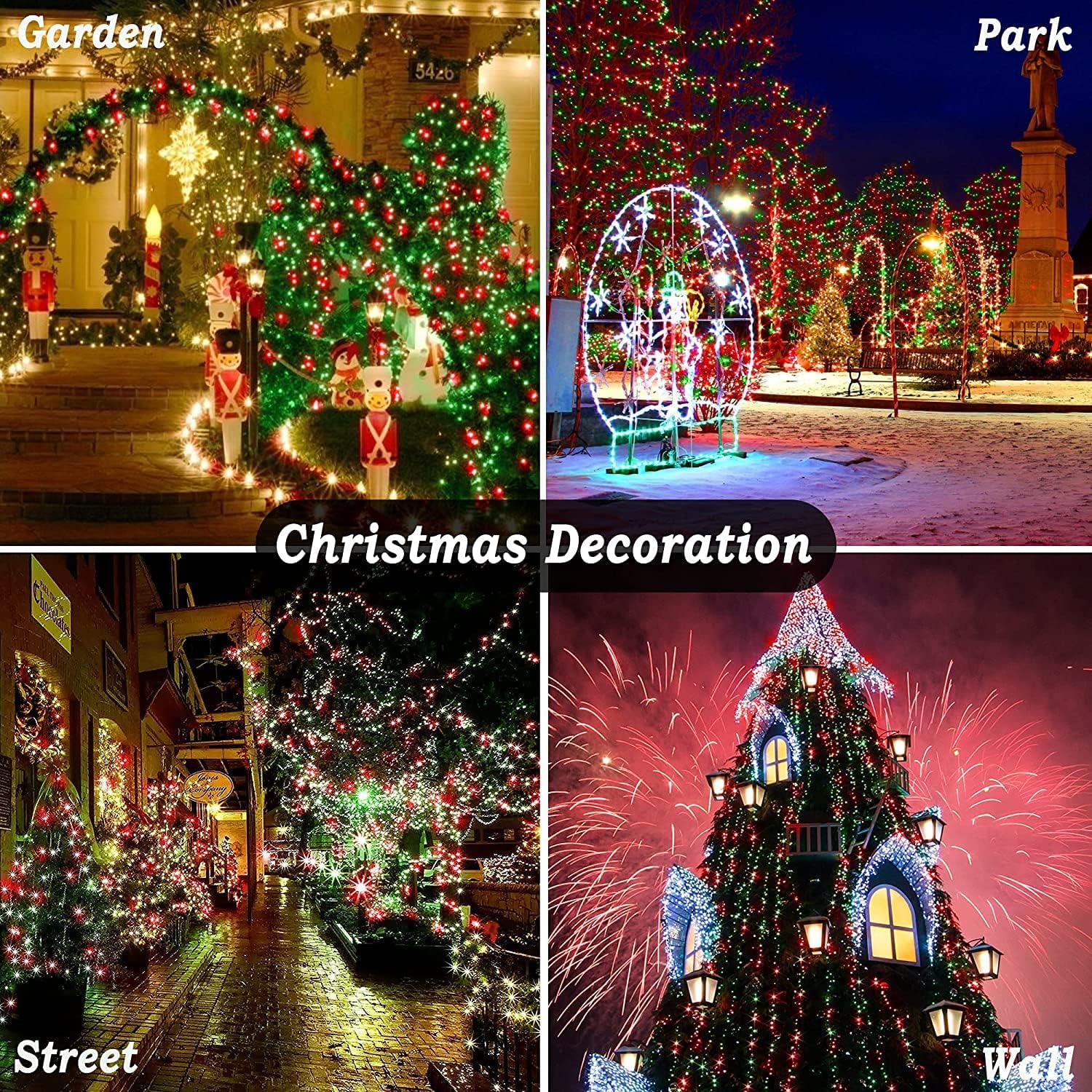 KNONEW 403ft 1000 LED String Lights Outdoor Christmas Lights 8 Modes & Timer Fairy Light Plug in Waterproof LED String Lights for Xmas Yard Tree Wedding Party Holiday Decorations (Red and Green)