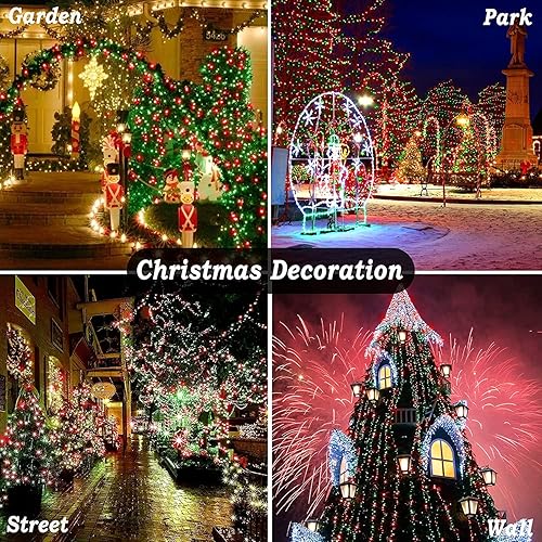 Miniatura 7 de KNONEW - Tira de 1000 luces LED de Navidad, exteriores, 403 pies, 8 modos y temporizador, luz de hada, para enchufar, impermeable, patio, árbol,