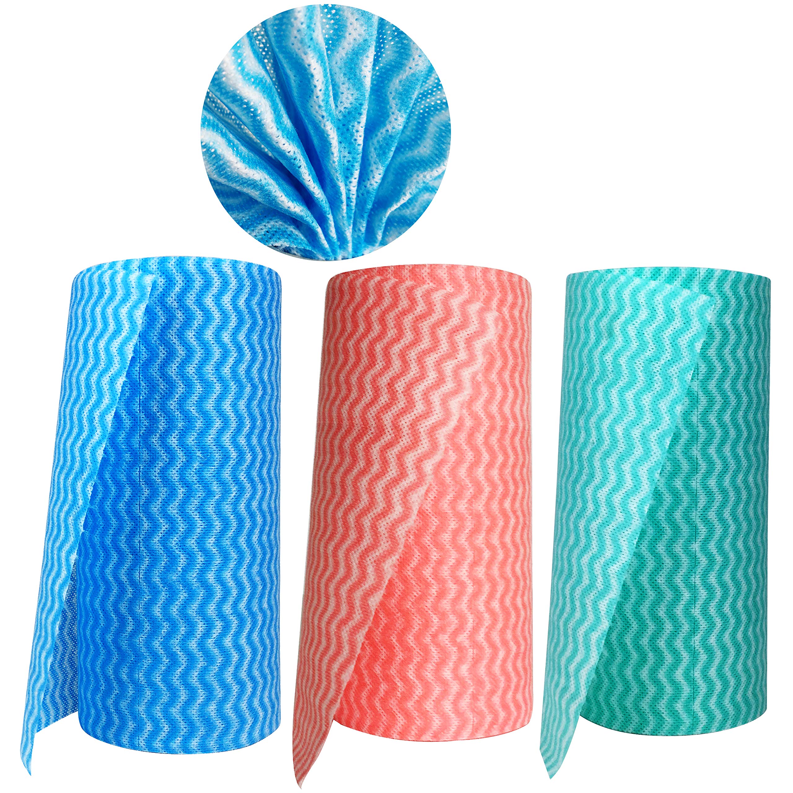 Cloth Paper Towels Reusable Washable 【180 Ct, 3Rolls】 Lint Free Dishcloth Kitchen Cleaning Towels Toallas para - MsFun