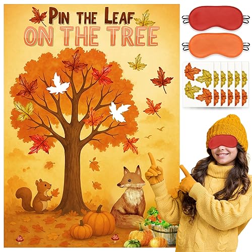 Pin the Leaf On the Tree Game Poster with 24