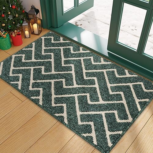 Miniatura 194 de hicorfe - Tapete para interiores, para puerta delantera o trasera, parte trasera de goma, antideslizante, absorbente, resistente a la suciedad, Café