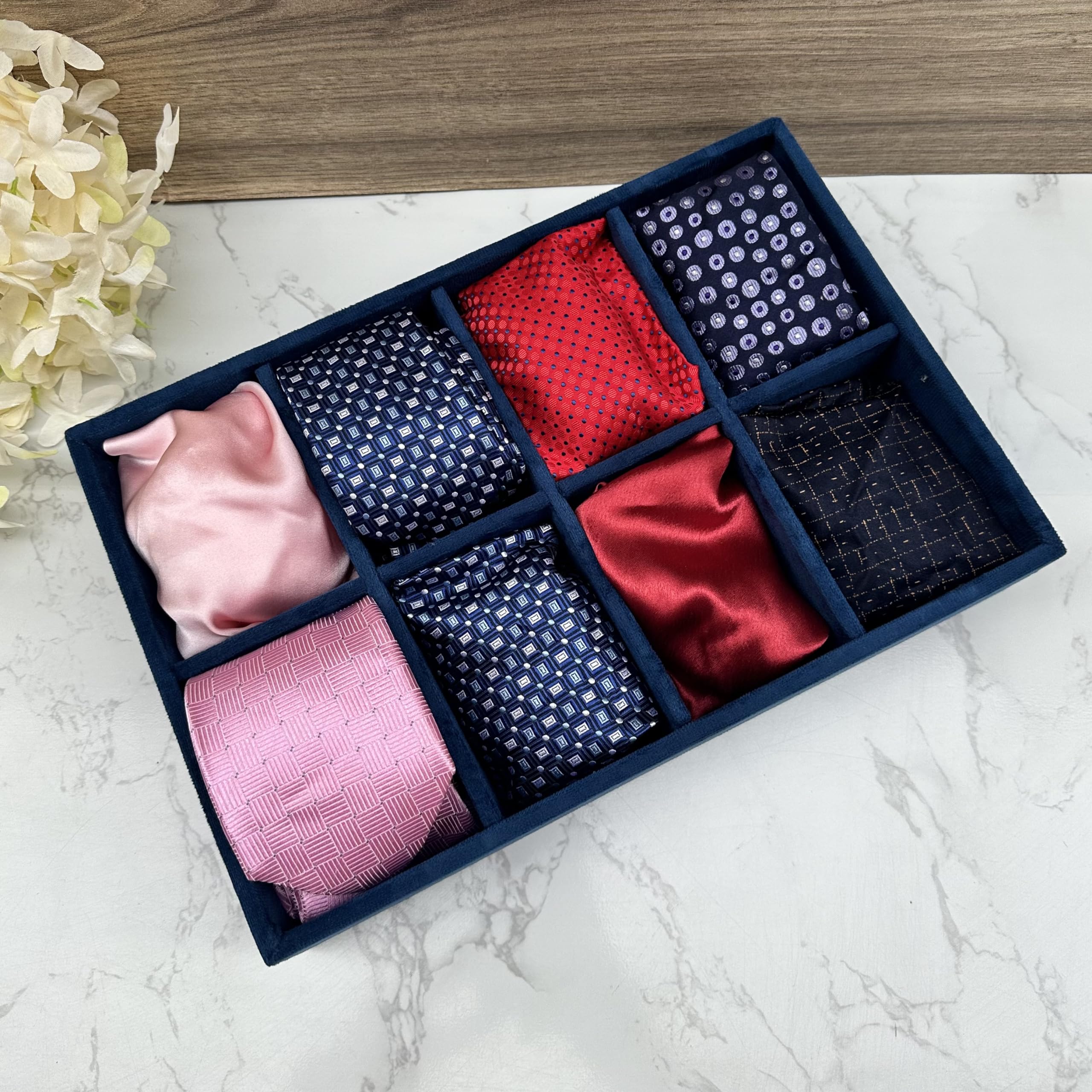 La Trove Luxury Tie Pocket Square Trays Drawer Organiser Display Tray For Ties Pocket Squares and other Accessories (8 Slot) (B0CPT4LHF2) Amazon Price History, Amazon Price Tracker