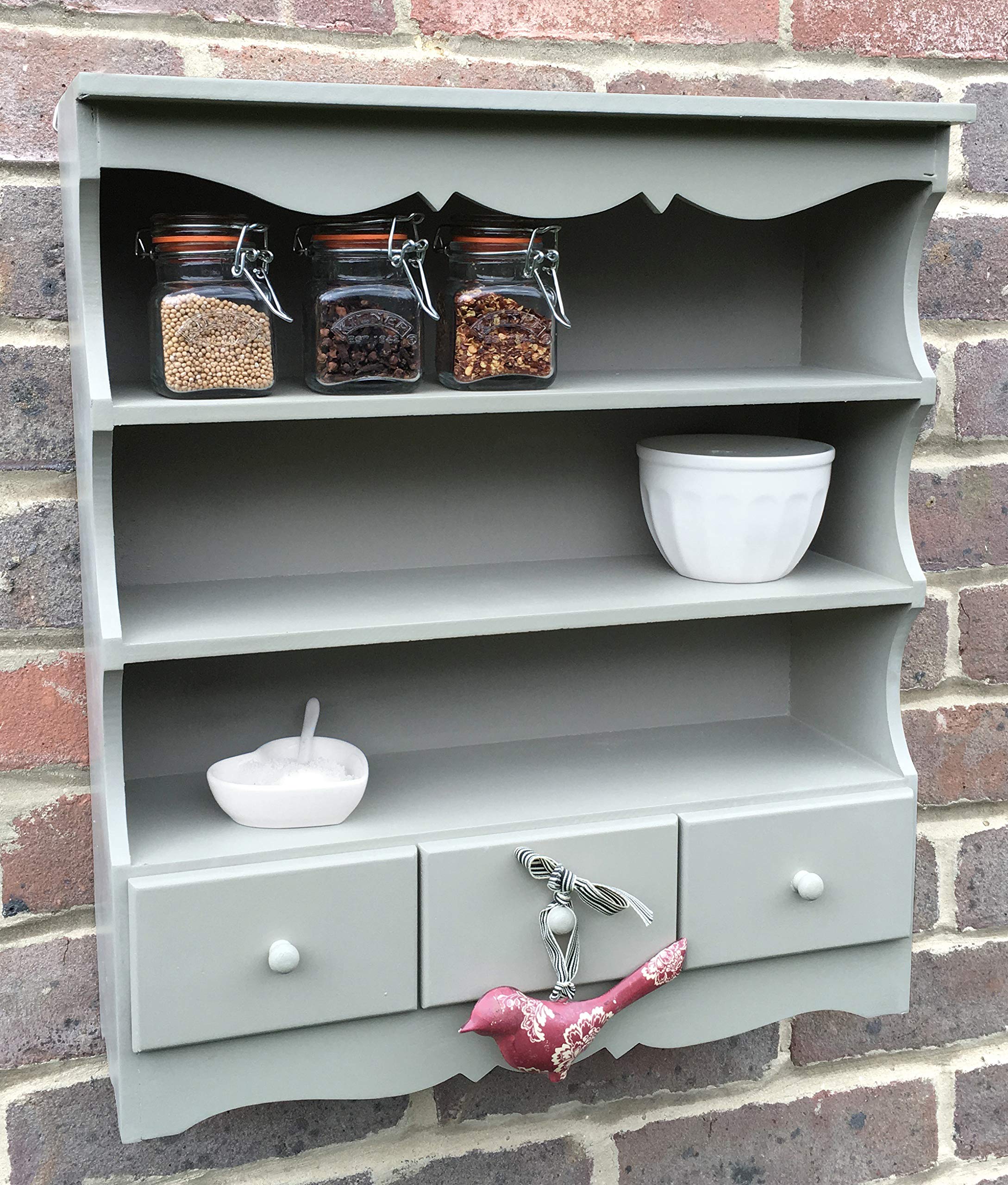 Small Pretty Wall Display Unit in French Grey (green)