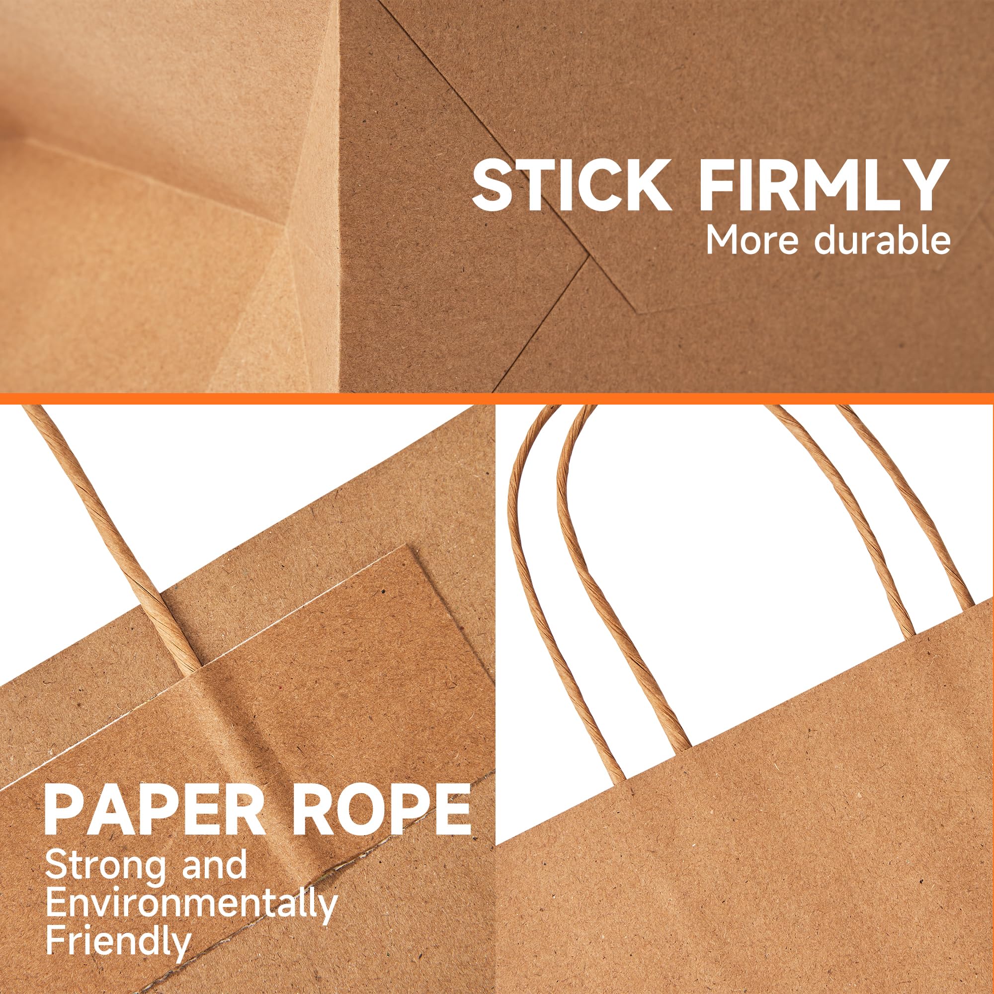 METAPRINT 100 szt. dużych brązowych papierowych torebek z uchwytami luzem, 16 x 6 x 12 torebek na prezenty typu kraft, nadające się do recyklingu, torby na zakupy do sprzedaży detalicznej, na urodziny