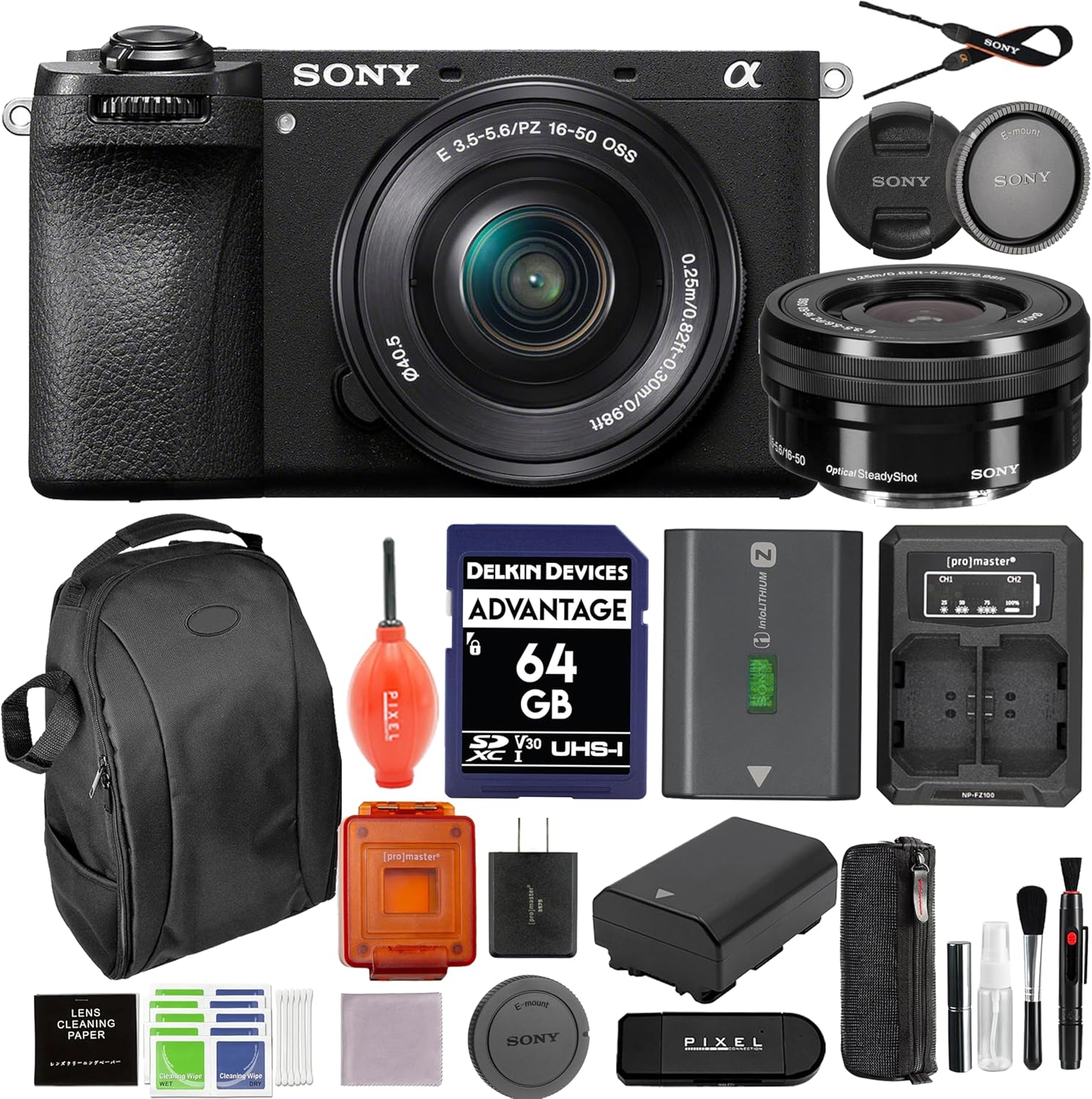 Sony Alpha a6700 Mirrorless Camera with 16-50mm Lens Bundle with Extra Battery and Charger Kit, Camera Backpack & More | Sony a6700