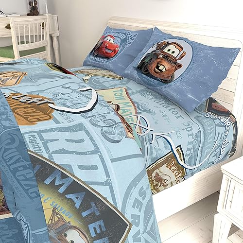 Vista 130 de Jay Franco Blippi & Meekah Trucks - Juego de edredón tamaño matrimonial, juego de sábanas y fundas de almohada de 7 piezas, color azul, juego