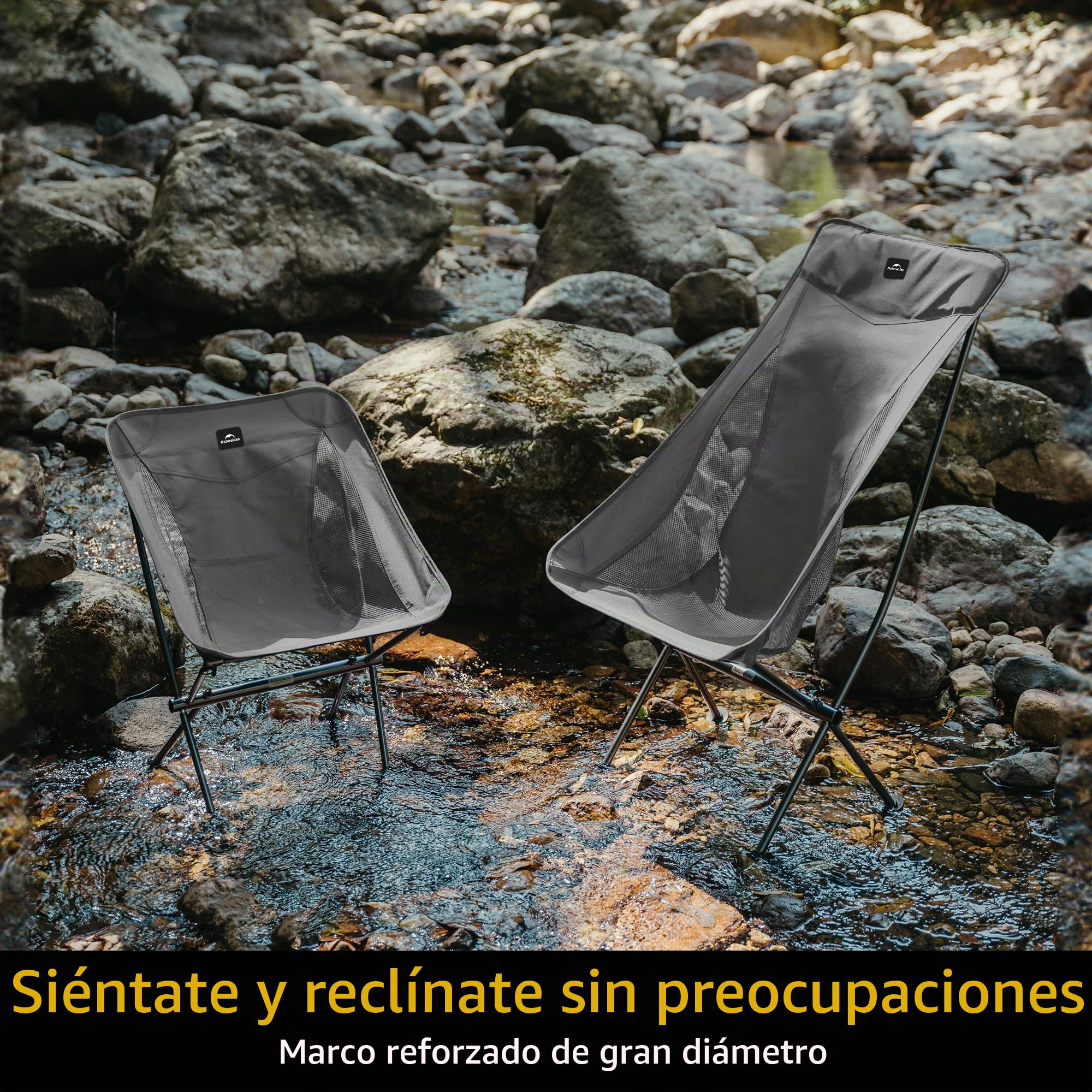 Naturehike Silla de Camping Plegable portátil Ultraligera con Bolsa de Transporte, Silla de Pesca Ligera, desmontaje rápido y Montaje, para Camping, pícnic al Aire Libre