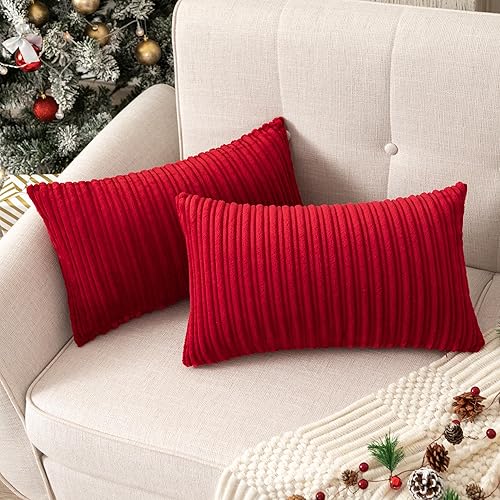 Miniatura 160 de UGASA - Juego de 2 fundas de almohada de terciopelo a rayas, funda decorativa para cojín con cremallera oculta para el hogar, sofá, dormitorio,