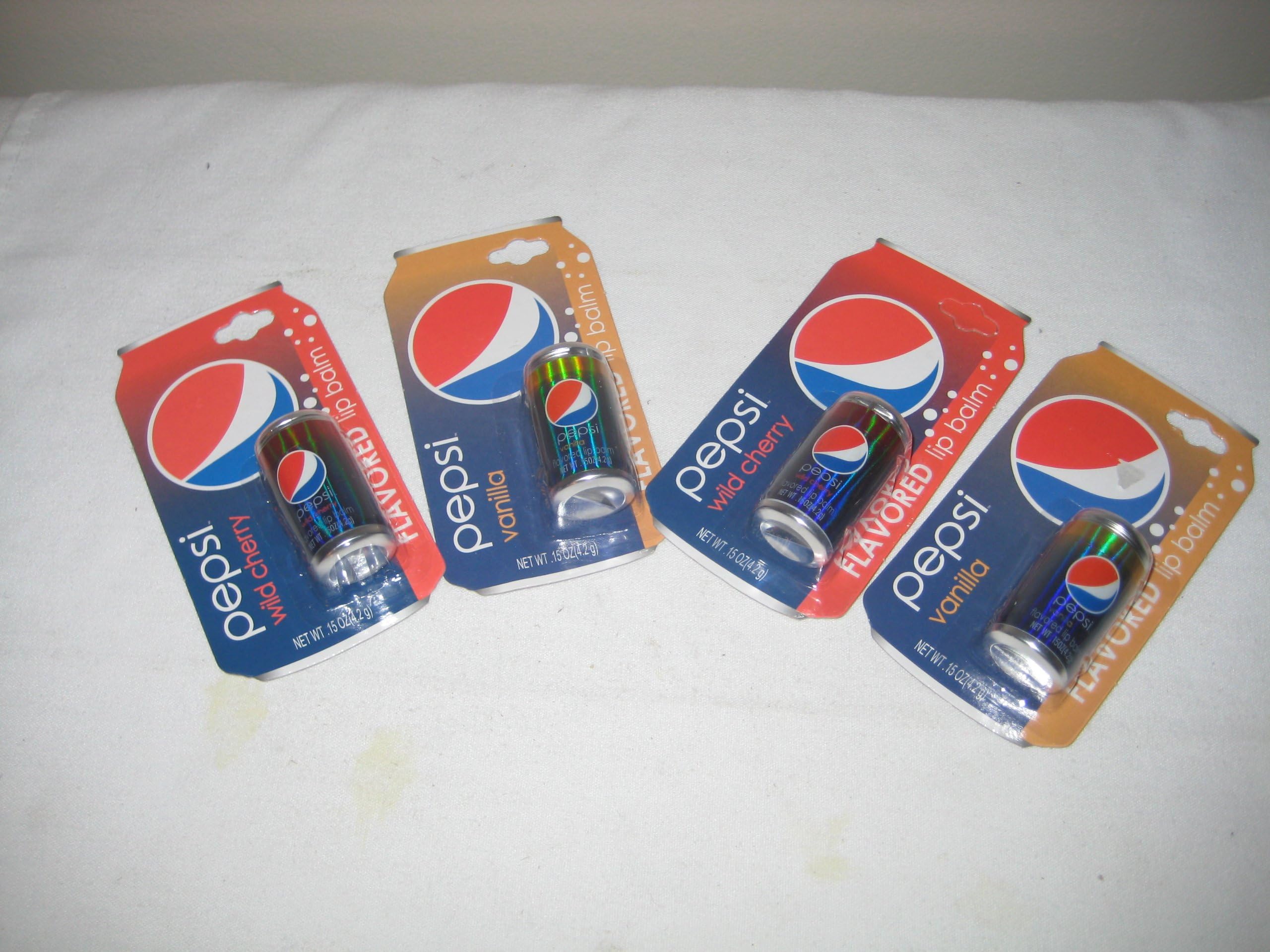 Pepsi Lip Balm Vanilla & Wild Cherry Flavor: Design is a Soda Can Shape (4 Pack)