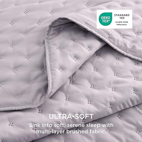 Vista 131 de Bedsure - Juego de colcha tamaño individual extralargo, ultrasónico suave, diseño de trébol, colcha ligera para todas las estaciones
