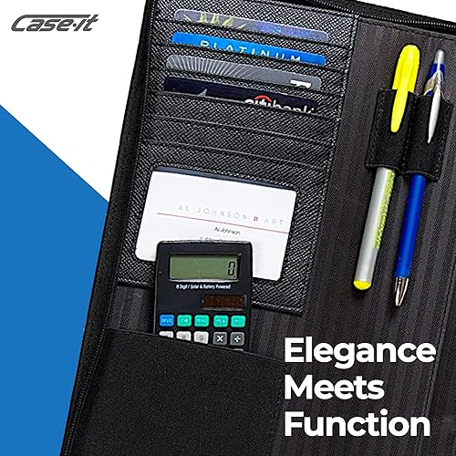 Miniatura 4 de Portadocumentos ejecutivo con cierre Case-It con carpeta con 3anillos extraíble y bloc de notas tamaño carta negro PAD-40