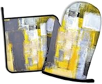 Vista 8 de Guantes de cocina abstractos florales para acuarela, guantes de cocina y soportes para ollas de cocina, juego de 2 piezas, almohadilla resistente al