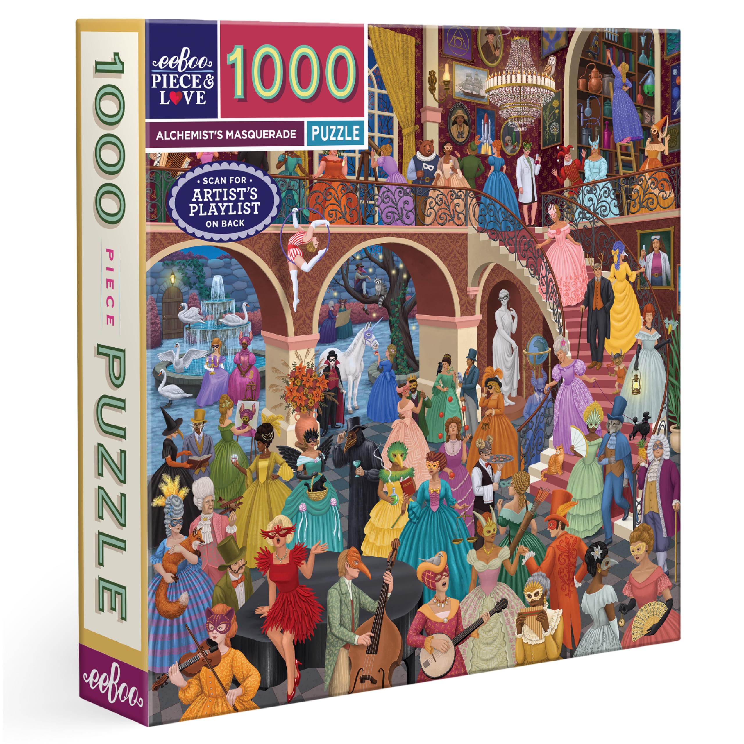 Eeboo - Puzzle 1000 pcs Alchemist's Masquerade - Puzzle Adulte 1000 Pièces en Carton- Dimensions 58,​5 x 58.5 cm, Couleur : Multicolore