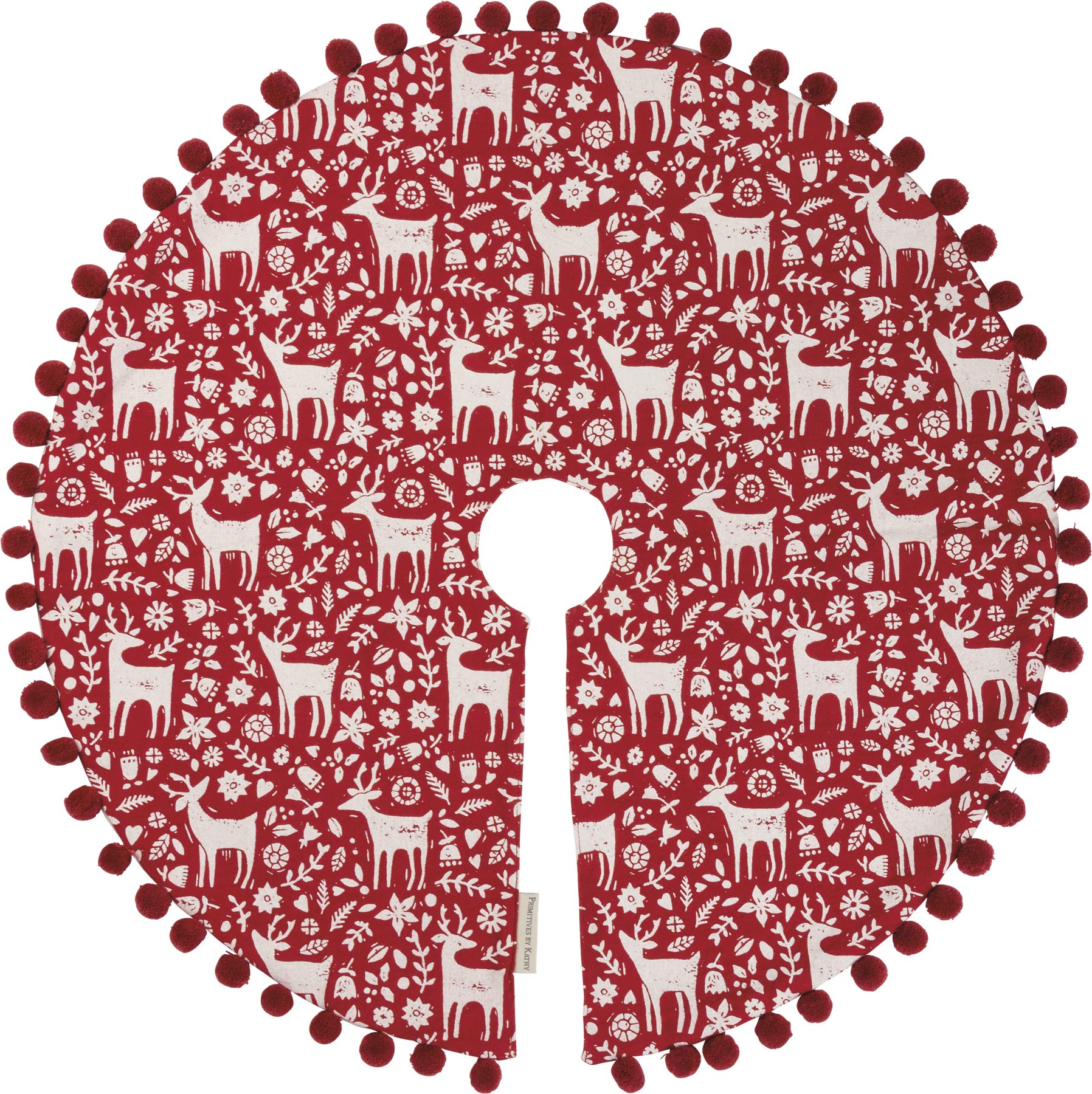 Primitives by Kathy Block Art Style Tree Skirt, Scandi Reindeer