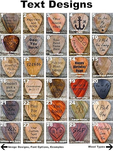 Miniatura 5 de Custom Wood Guitar Pick - Handmade Wood Guitar Pick - Engraved Wooden Guitar Pick- Personalized Wood Guitar Pick - 1 Wood Guitar Pick (Cocobolo,