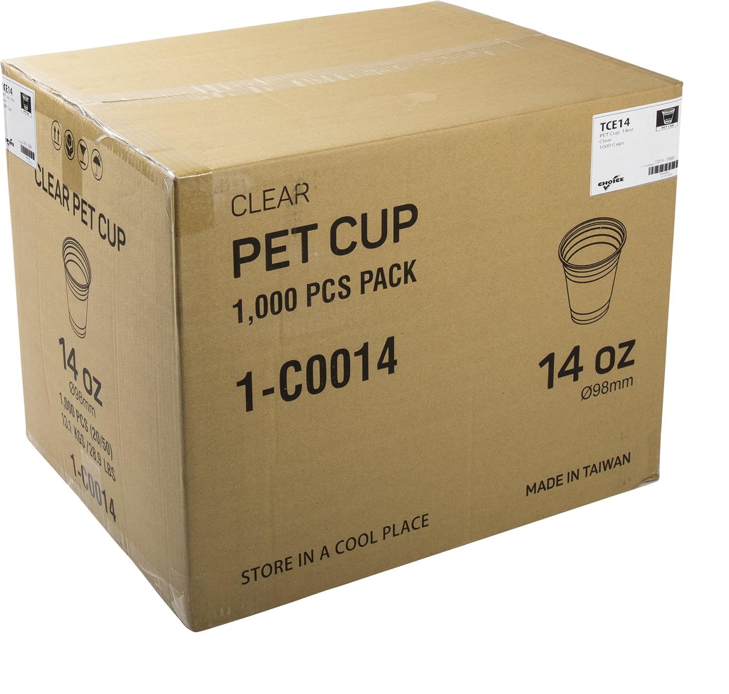 AmerCare 14 Ounce Clear PET Cups, Case of 1000