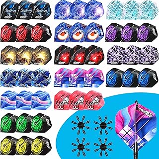 CyeeLife-48pcs Dart Flights + 32pcs Plastic Flight Protectors-Standard Dart Flight Set,Accessories kit