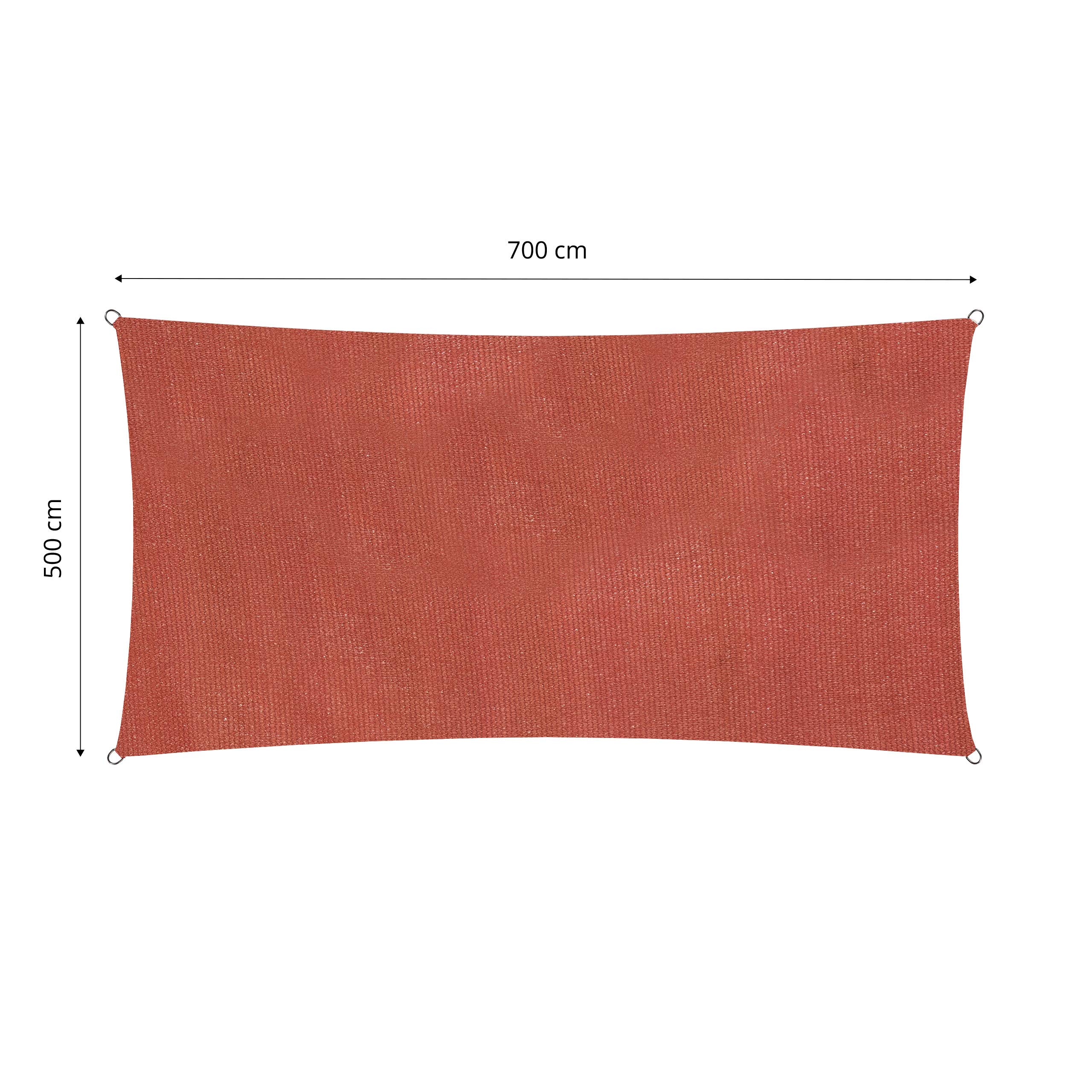 Lumaland Voile d´ombrage retangulaire avec Cordes de Support - 2 x 4 m - 100% HDPE - Terracotte