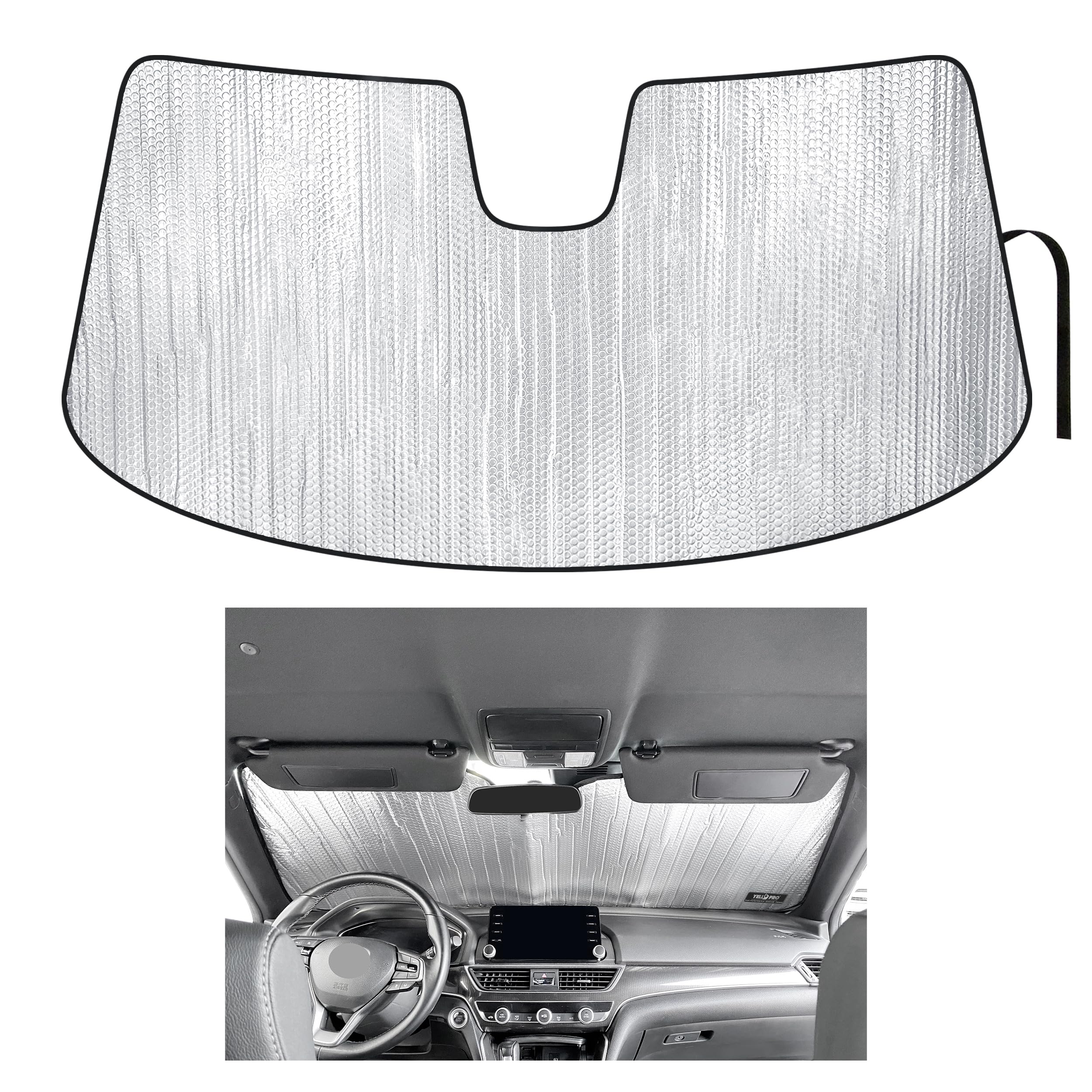 YelloPro Custom Fit Reflective Front Windshield Sunshade for 2018 2019 2020 2021 2022 Honda Accord Sedan, LX, Sport, EX, EX-L, Touring, Accessories UV