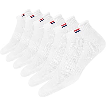 NAVYSPORT 6 Pairs of Trainer Socks Men Women 35-38 39-42 43-46 Cotton Short Sports Socks Running Socks Dri-WIK Moisture Control Padded Reinforced Heel and Toe