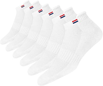 NAVYSPORT 6 Pairs Ankle Socks Men Women Cushioned Running Training Socks, Pack of 6 9-12, White