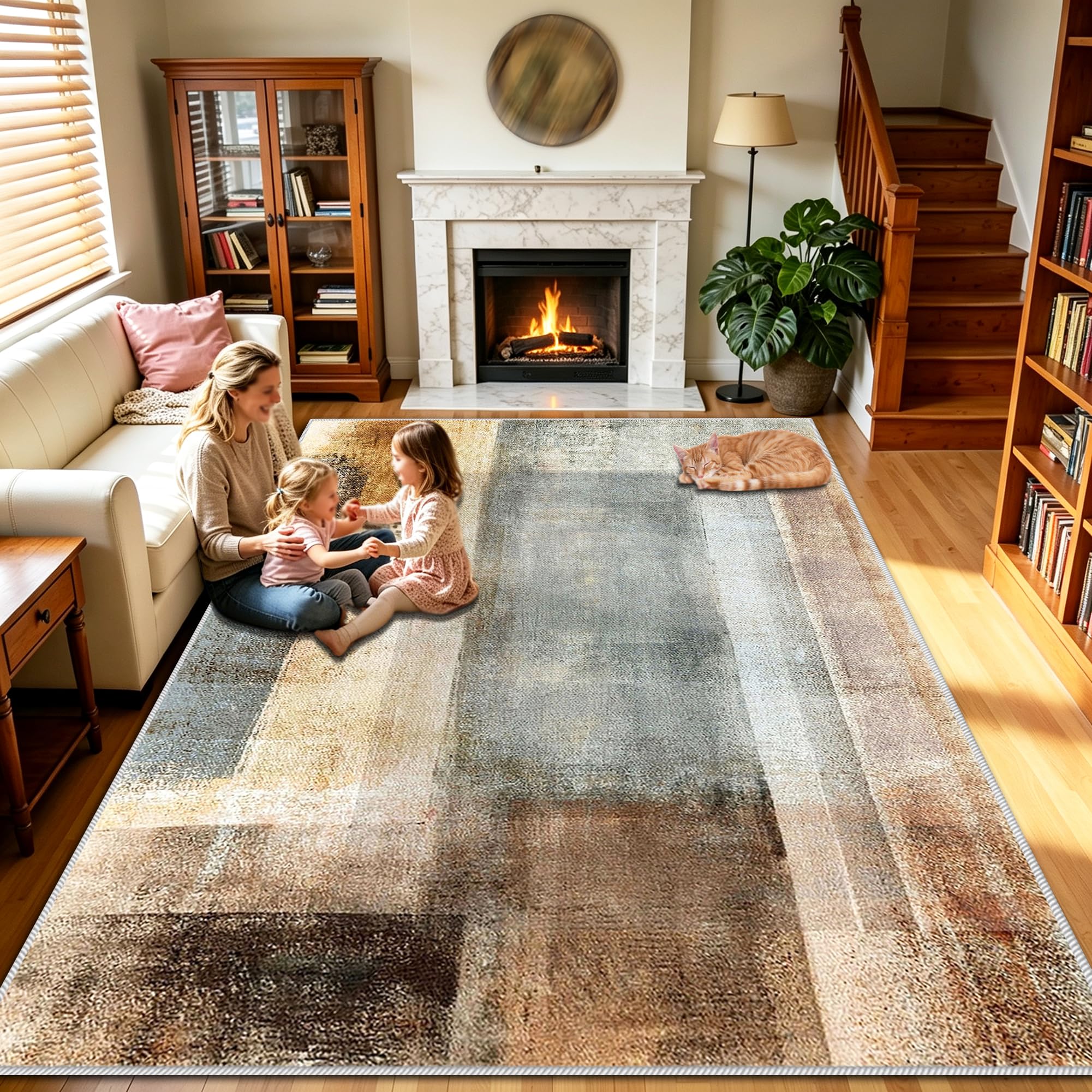 Tapis vintage salon et chambre lavable 60x80cm antidérapant