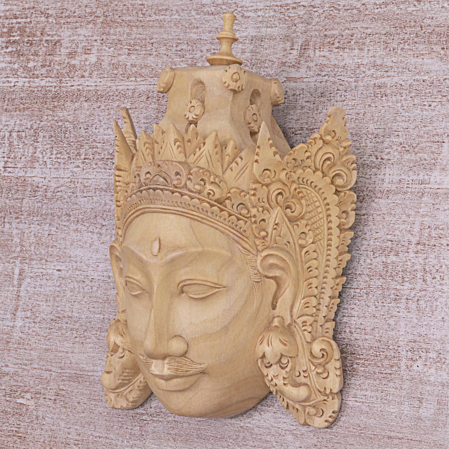 NOVICA Decorative Wood Mask, Beige