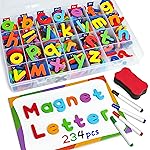 Coogam Magnetic Letters 234 Pcs, Uppercase Lowercase Foam Alphabet ABC Fridge Magnets, Educational Toy Set for Classroom Kids Learning Spelling with Magnetic Board and Storage Box