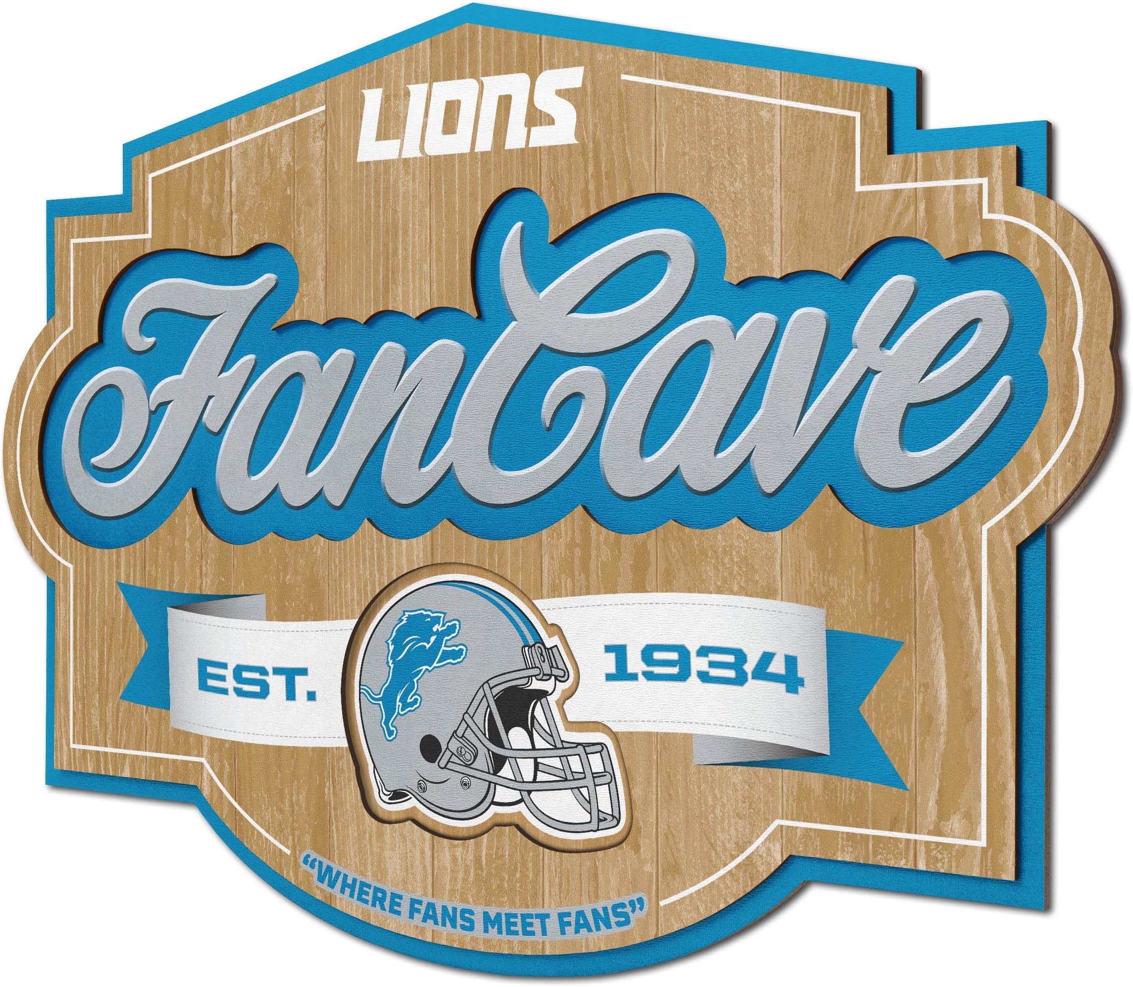 YouTheFan NFL Detroit Lions Fan Cave Sign One Size(Pack of 6)