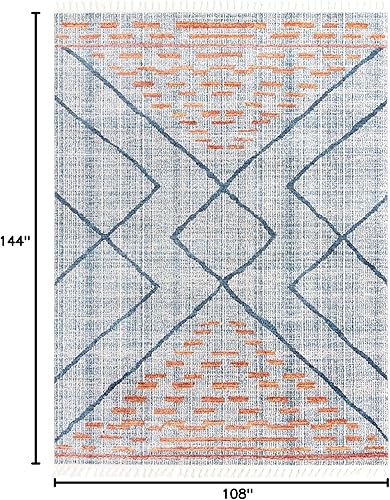 Vista 37 de Unique Loom Aramis Collection - Alfombra Kavi (2 pies x 6 pies 1 pulgada, marfil/azul)